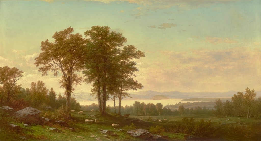 River Landscape with Sheep