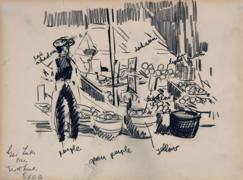 Drawing for a major work: Market Scene