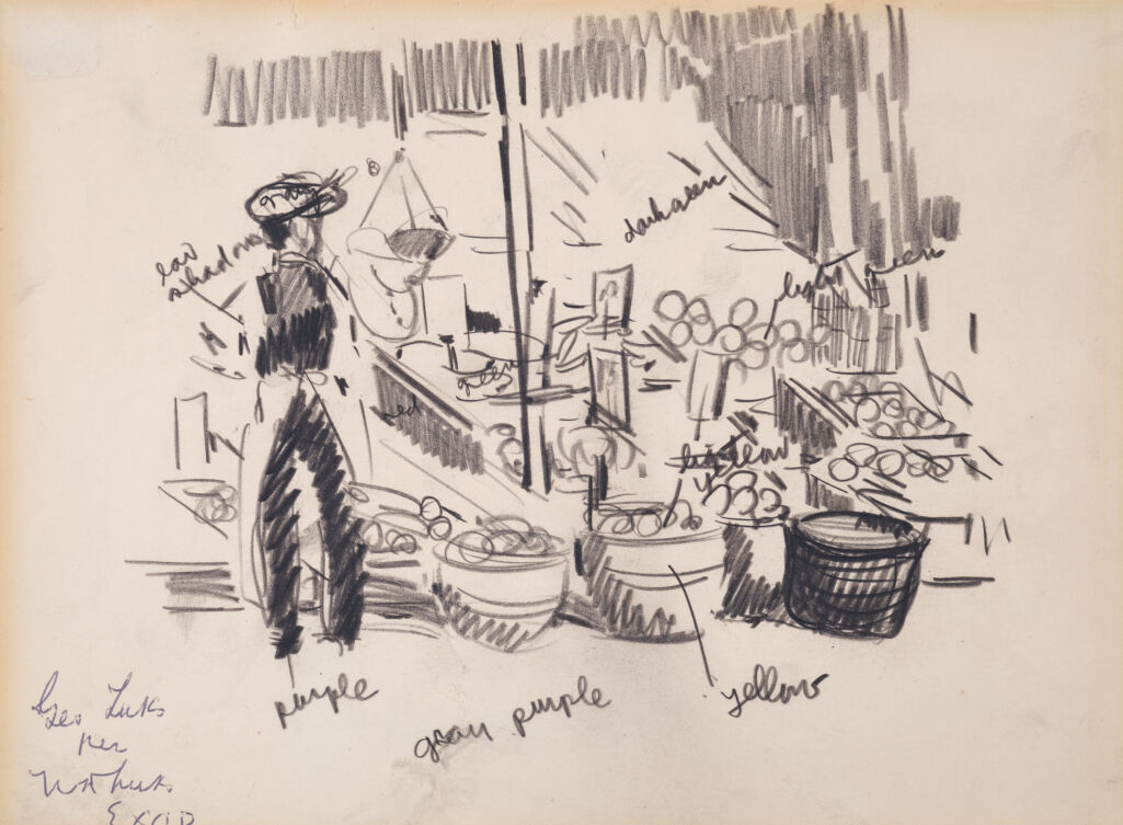 Drawing for a major work: Market Scene