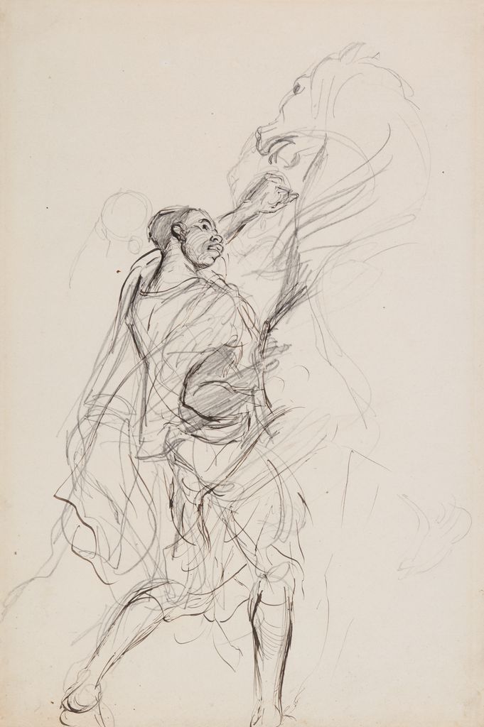Study of an African Youth Restraining a Horse