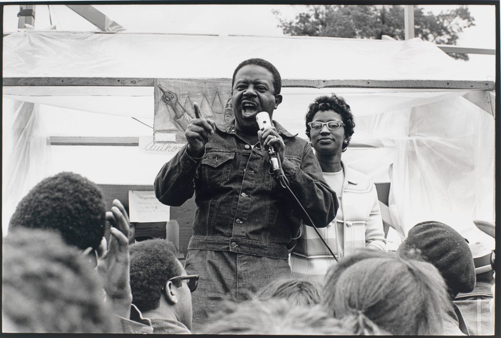 Rev. Ralph Abernathy, Leader of the Poor People’s Campaign, Addresses a Group of Protesting Squatters, “Resurrection City,” Washington, D.C.