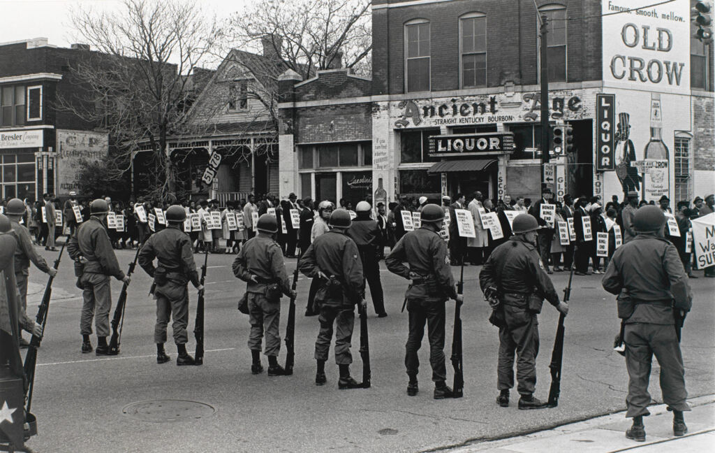 Guardsmen with Bayonets, Martin Luther King Memorial March for Union Justice and to End Racism, Memphis, Tennessee