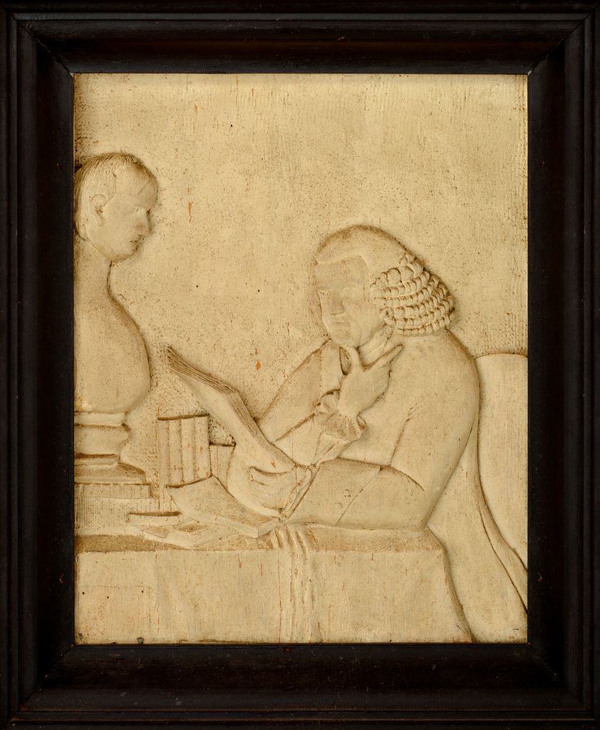 Benjamin Franklin with a bust of Socrates