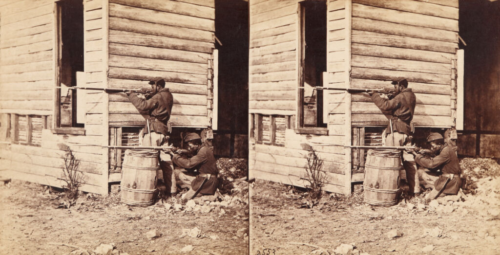 Picket station of colored troops near Dutch Gap Canal, Dutch Gap, Virginia