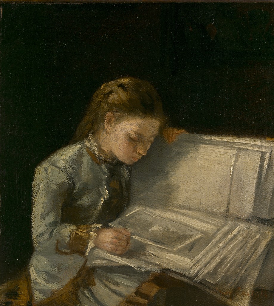 Young Girl with a Portfolio of Pictures