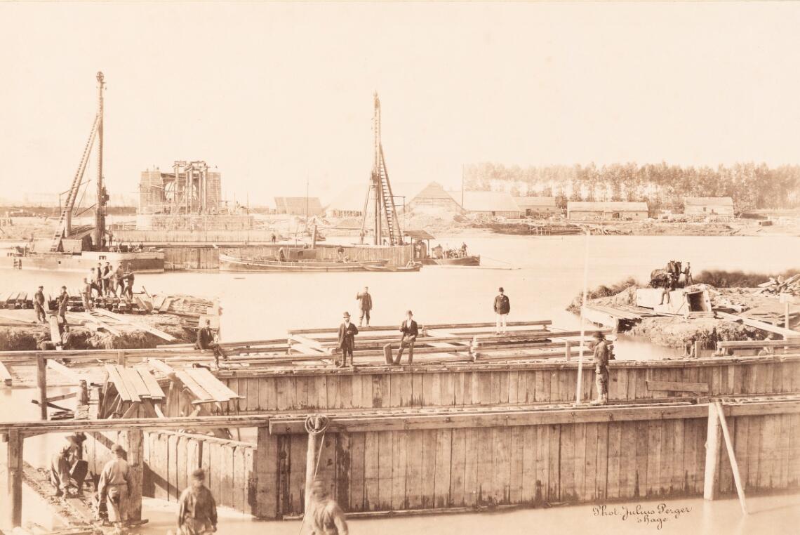 Brug over den Rijn nabij Arnhem (25 augustus 1876)
